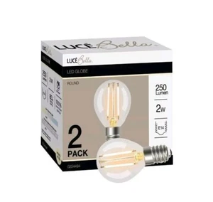 2 x Luce Bella Round Bulb Filament Globe E14 LED 250 Lumen Warm White 2W - Picture 1 of 2