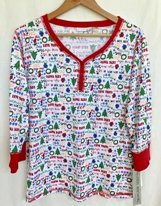 ALLYSON WHITMORE Merry Christmas Holiday Worded Pajama Top Size XL NWT - Picture 1 of 5