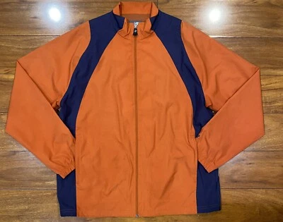 Chaqueta cortavientos New Balance para hombre grande naranja azul marino cremallera completa Foto 1 de 4