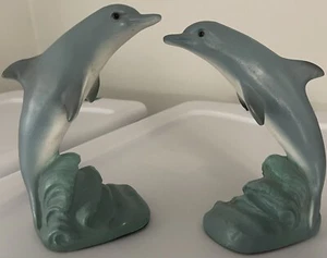 Vintage Set Of 2 Ceramic Dolphin Figures Figural 10" Universal Statuary - Picture 1 of 11