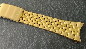 NOS BRACELET FOR CITIZEN JUBILEE 20MM VINTAGE GOLD COLOR ETC CURVE END PIECES. - Picture 1 of 4