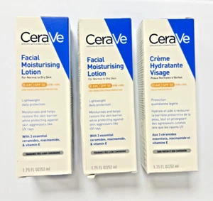SET BESTEHEND AUS 3 CeraVe AM Feuchtigkeitsspendende Gesichtslotion UVB + UVA LSF 50 1,7 Unzen EXP 11/26 - Bild 1 von 3