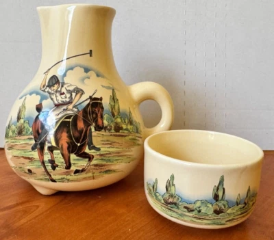 Jarra de agua vintage Lord and Taylor de cabecera + jugador de polo de taza Foto 1 de 4