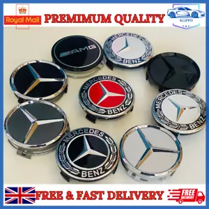 4x Mercedes Alloy Wheel Centre Hub Caps 75mm A B C E S M Class ML CLA GLA - Picture 1 of 17