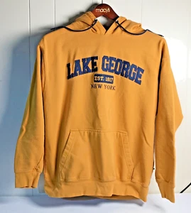 LAKE GEORGE Hoodie Adult L NEW YORK Sweatshirt Terry Adirondacks Saratoga Yellow - Picture 1 of 13