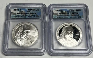 2006-P ICG MS70 PR70 Franklin FOUNDING FATHER Commemorative Silver Dollars Set - Picture 1 of 5