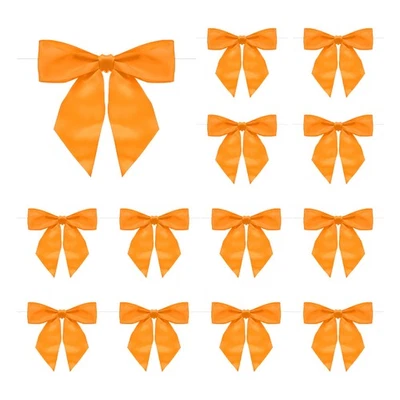 50 Pcs Pre-Tied Bows Satin Ribbon Bows 4.5" Twist Ties Gift Bows Orange - Image 1 of 4