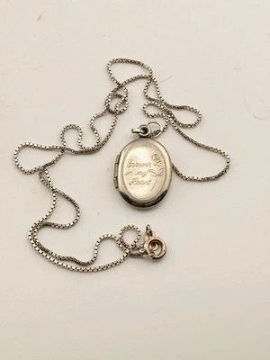 Vintage Sterling Silver Locket Nice Smaller Free Kids Forever In My Heart - Image 1 of 4