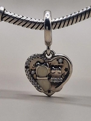 Genuine Pandora Enamel and Pave Cat Dangle Charm - ALE 925 - Image 1 of 4