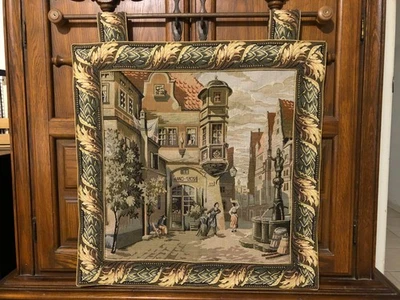 Tapiz belga vintage colgante de pared de Monica Creitz, pieza numerada de 24" x 24" Foto 1 de 4