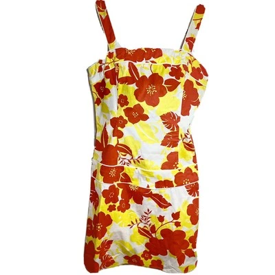 NUEVO SIN ETIQUETAS Mujeres/adolescentes Verano Vestido de Sol Flores Talla 5-6 Cintura Caída Algodón-Spandex Foto 1 de 4