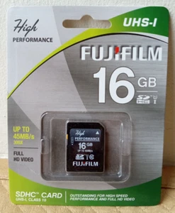 Never Opened FUJIFILM High Performance 16GB SDHC UHS-I, Class 10 Card 600013602 - Picture 1 of 4