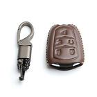 Brown Leather Cover For Cadillac ATS CT6 XT5 CTS 5 Buttons Remote Key Fob Case