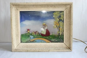 Veilleuse époque Art Déco forme écran avec décor peint 30 cm x 24 cm - Picture 1 of 5