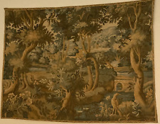 18th Century French Verdure Heron Bird Paradise Castle Town Tapestry 75" X 54"