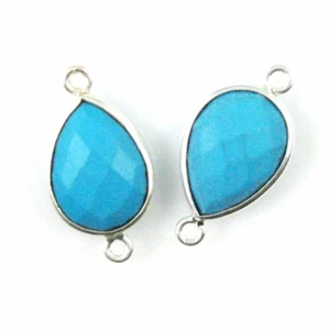 Bisel Gem Links - Plata esterlina - Forma de lágrima facetada - Turquesa (2 uds) - Imagen 1 de 2