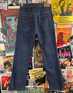 Vintage 70s Indigo Dark Wash Stained Sears Genuine Roebucks Denim Jeans 29x31 - Picture 1 of 9