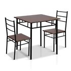 Set Fo 3 Dining Table & Chairs Particle Board Metal Industrial Heavy Duty Walnut