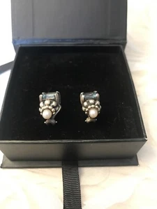 Lagos Kaviar Aquamarin Blautopas Perlen Ohrringe 18k Gelbgold 925 Silber - Bild 1 von 7