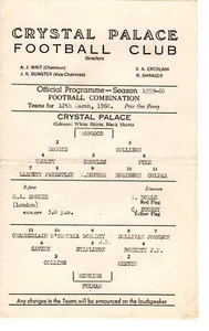 Crystal Palace v Fulham Reserves programme 12.3.1960 - Picture 1 of 1