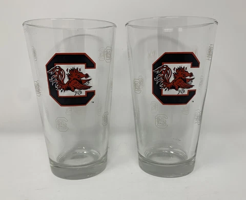 South Carolina Gamecocks Glass Set, Pub Bar Beer Glasses Cover