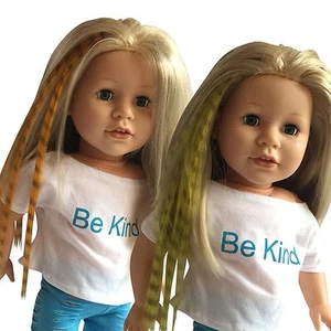 Clip In Hair Extensions Green & Orange for 18 inch Dolls and American Girl Dolls - Picture 1 of 4