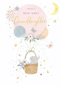 Beautiful New Baby Granddaughter Greeting Card – Gold Foil Detail Printed in UK - Picture 1 of 1