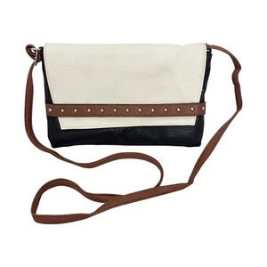 Style&Co Shaunee Flap Sand Black Brown Faux Leather Crossbody Handbag Adjustable - Picture 1 of 10