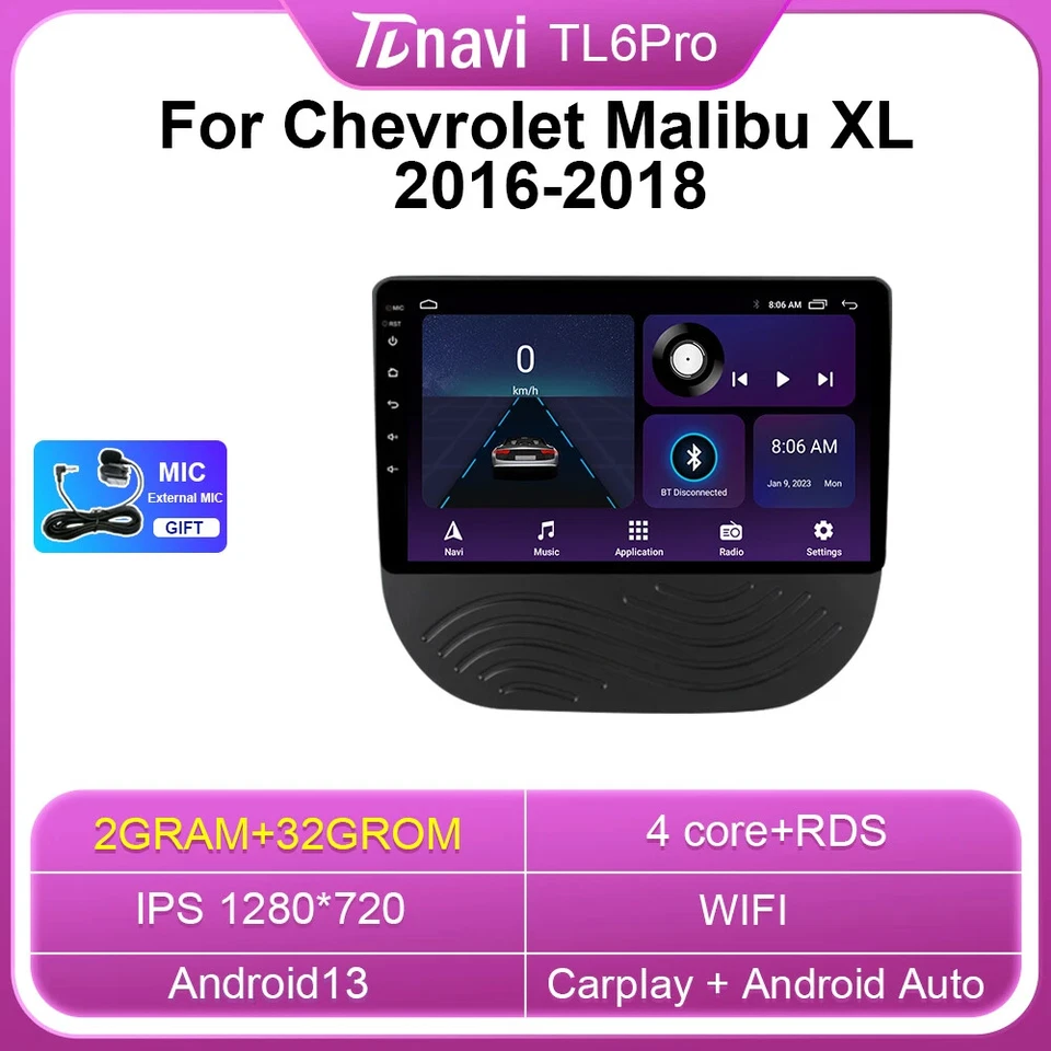 For Chevrolet Malibu XL 2016-2018 CarPlay Car Stereo Radio GPS Multimedia Screen - Image 1 of 4