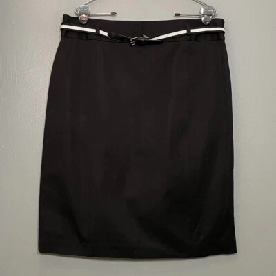 Falda lápiz negra talla 14 Chaps con cinturón modesta oficina preppy negocios elástica Foto 1 de 4