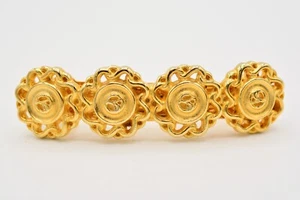 Vintage Haarspange Gold Münze Knopf Barren Gebürstet Metallic Made In France 1980er - Bild 1 von 12