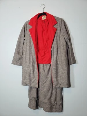 Traje de 3 piezas vintage Silla de Italia a Miami gris y rojo años 60/70 Foto 1 de 4