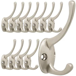 12 Pack Silver Coat Hooks Wall Mounted with 24 Screws Retro Double Hooks Uti... - Picture 1 of 7