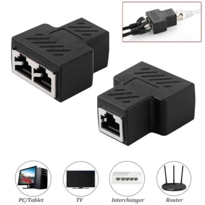 RJ45 Splitter Adapter Verteiler Netzwerk CAT5e CAT6 LAN Ethernet Kabel Dual Port - Image 1 of 4