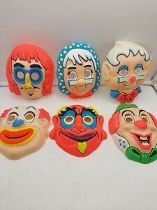 6 Vintage Halloween Masks Vacuform Plastic Etc NEW OLD STOCK 1980S