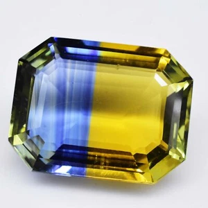 Flawless Bi-Color Pitambari Sapphire 34 Ct Radiant Cut Certified Loose Gemstone - Picture 1 of 4