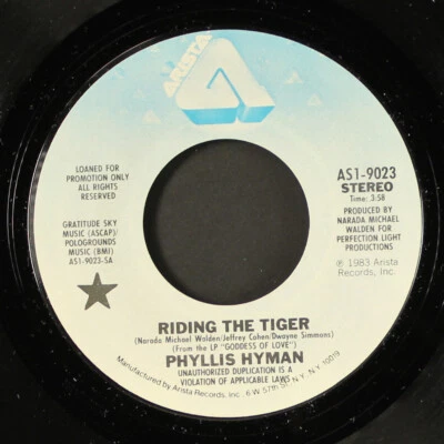 PHYLLIS HYMAN: riding the tiger / mono ARISTA 7" Single 45 RPM - Image 1 of 2