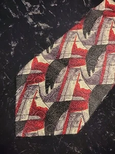 Vintage Pierre Cardin Mens Neck Tie Black Red Silver Abstract Professional Suit - Picture 1 of 11