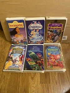 6 Disney Masterpiece VHS Tapes Lot Including Cinderella, Pocahontas, Jungle Book - Picture 1 of 6