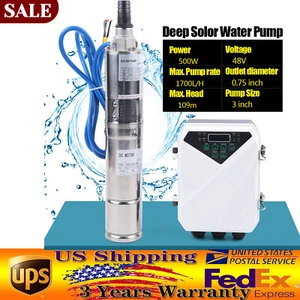 3" Solar Water Pump 48V 500W Submersible Bore Deep Well Pump MPPT Controller Kit - Imagen 1 de 16