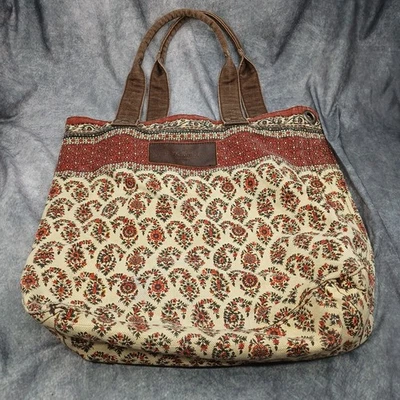 Abercrombie Нью-Йорк логотип холст сумка с короткими ручками цветочный сумка возможно винтажный - имеет пятна - Изображение 1 из 4