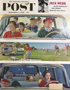 John Falter Saturday Evening Post Before After Picnic Magazine Cover Only 1959 - Picture 1 of 1