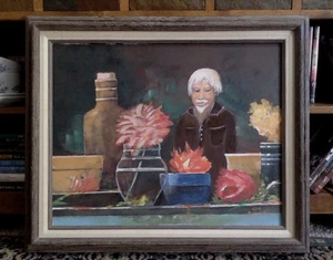 Oil on Canvas Painting "The Flower Seller" by Ken Sypkens Signed & Framed - Picture 1 of 9