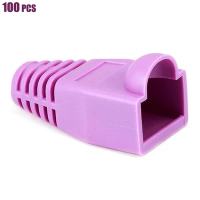 100 Pcs Network RJ45 Cable Ends Plug Connector Cover Boots Cap Cat6 Cat5e Purple - Image 1 of 2