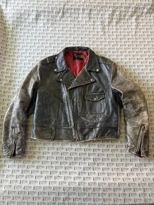 Chaqueta de Motocicleta Vintage Años 50 60 Sears Oakbrook Cuero Envejecido Bolsillo D M/L - Imagen 1 de 11