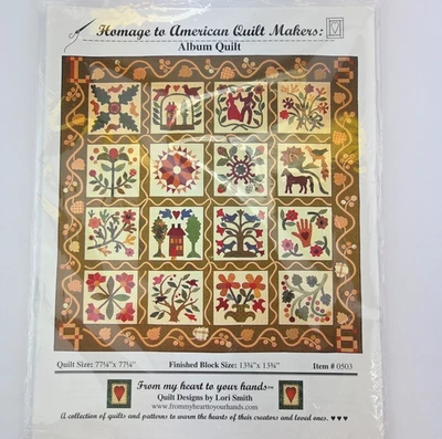 Aplique de álbum patrón de edredón Homenaje a American Quilt Makers 77x77" Lori Smith Foto 1 de 4