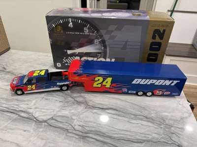 Jeff Gordon 2002 DuPont Flames Brookfield Dually Show Car Hauler 1/24 Diecast - Image 1 of 4