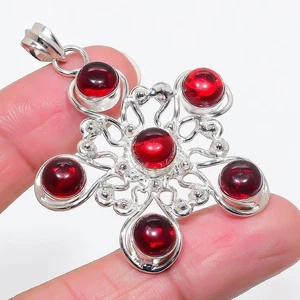 Red Carnelian Gemstone Handmade 925 Sterling Silver Jewelry Pendant Size 2.3" - Picture 1 of 1