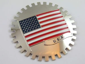 Grille Badge USA Flag for car Truck Grill Mount American chrome - Bild 1 von 3
