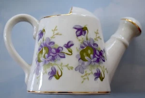 Vtg RUBEL Ceramic Creamer /Mini Watering Can Japan Violets Gold Trim MCM FreeS&H - Picture 1 of 4
